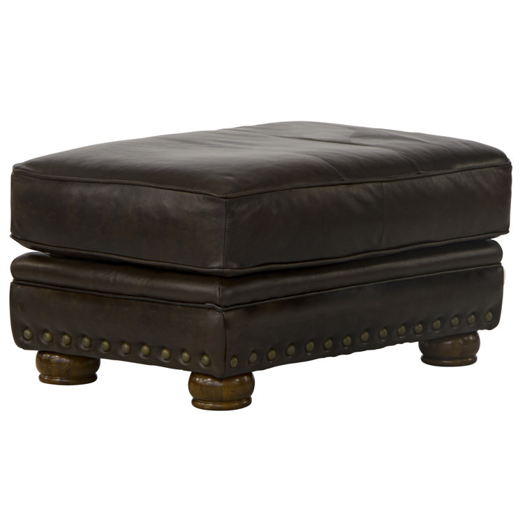 Lark Manor Aeryona Italian Leather Match Ottoman with